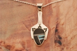 Calvin Begay New Design Genuine Acoma Jet Sterling Silver Pendant